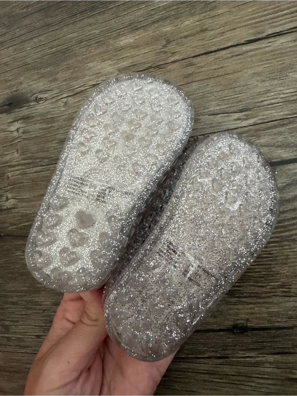 Girls Clear Glitter Jelly Mary Jane Shoes - Silver Sparkle